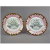 Image 1 : A pair of 19th century Sunderland lustre wall plates, with copper lustre edges, a painted cent...