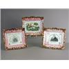 Image 1 : Three mid 19th century Sunderland lustre plaques, each with pink and copper lustre edges, and...