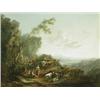 Image 1 : Samuel Williamson A MOUNTAINOUS LANDSCAPE WITH FIGURES TENDING GOATS, CATTLE AND SHEEP sign...