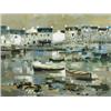 Image 1 : R. Quintaine 'AU CONQUET' A HARBOUR SCENE signed, and signed and inscribed verso, oil on ca...