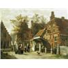 Image 1 : Cornelius Springer (1817-1891) A STREET SCENE IN MAKKUM, FRIESLAND signed and dated 1873. S...