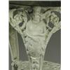 Image 2 : A cast iron garden table with Britannia on paw feet below a wooden top, 60cm diameter Est....