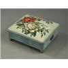 Image 1 : A footstool with a floral tapestry seat, brass ring handles and ball feet Est. 100/200...