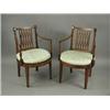 Image 1 : A pair of late 19th/early 20th century continental satinwood elbow chairs with 'X' shaped spla...