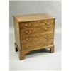 Image 1 : A small mahogany chest of four long drawers with brass handles and bracket feet, 74cm wide x 7...