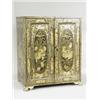 Image 1 : A Regency lacquered table cabinet, the decorated panelled doors opening to reveal a bank of tw...