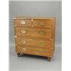 Image 1 : A 19th century oak military chest of two short and three long drawers (in two sections) with s...
