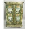 Image 1 : An 18th century continental painted pine marriage chest with two long doors, chamfered corners...