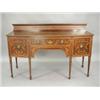 Image 1 : An Edwardian inlaid and crossbanded bow front sideboard, with a cupboard and drawer either sid...