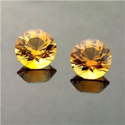 Natural Brazil Pair of Citrine 3.35 Ct Round Cut Stones