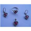 Image 2 : Set of Ring,Earring And Pendant, Stone: Ruby, Weight : 10.790g, Made In 925 Silver