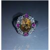 Image 1 : 4.150g Ring of Citrine,Ruby and CZ Sterling 925 Silver