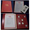 Image 1 : The Kings and Queens of England Deluxe 43 piece Sterling Silver Set displayed in Large Red Book styl