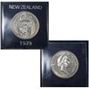 Image 1 : 1979 New Zealand Uncirculated One dollar Coin encased in hard plastic Holder.
