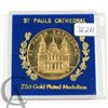 Image 1 : St. Pauls Cathedral 22kt Gold plated medallion in case