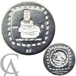 1996 1/2oz Mexico 2 Pesos .999 Fine Pre-Columbian Silver coin- Senoa De Las Limas Proof (no Tax)