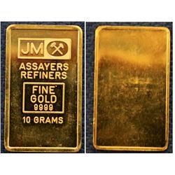 J&M 10 gram gold bar .9999 fine. (TAX EXEMPT)