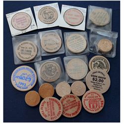 Lot of 20 x Mixed wooden tokens.