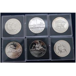 RCM Estate Lot; 6 x Canada brilliant uncirculated cased silver dollars. You will receive the years 1