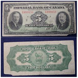 1939 $5 Imperial of Canada Note #E099153