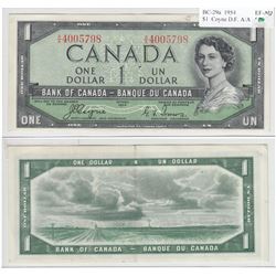 1954 Devils Face $1 Bank of Canada Note Extra Fine or better condition