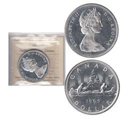 1965 Small Beads, Pointed '5' Canada $1 ICCS Certified PL64 Cameo