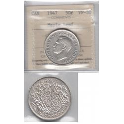 1947 Maple Leaf variety Canada 50-cent ICCS Certified VF30