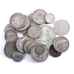 Mixed lot of world silver coins. You will receive at least 200 grams by weight. The picture shows a 