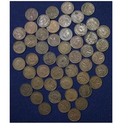 50 x Mixed George VI Canada 1 Cent (range from 1937 to 1952)in average condition.