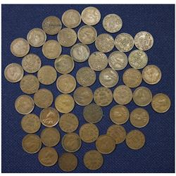 50x Group of Mixed George V Canada 1-cents (range from 1920 to 1936) in average condition.