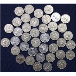 40 x Mixed 1953-1959 Elizabeth Canada 5 Cents