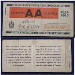 Gasoline Licence and Ration Coupon Book, Category AA, 1944-1945