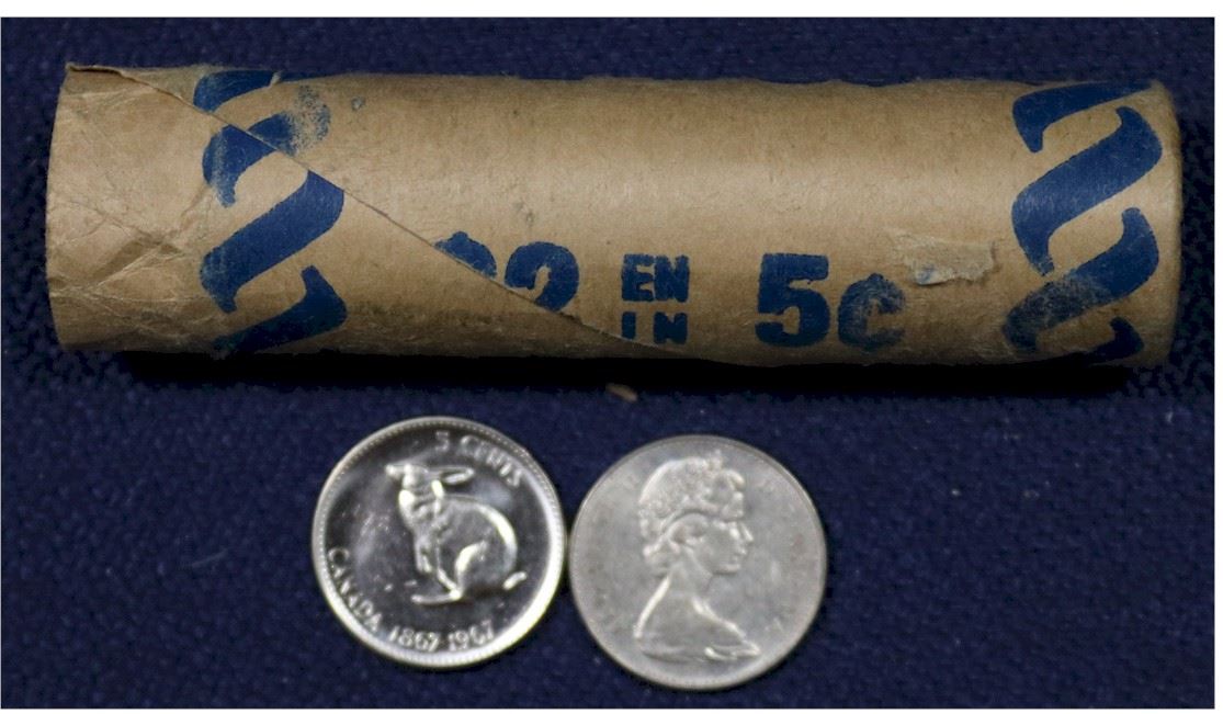 1967 Commemorative Rabbit Canada 5-cent coins.