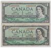 Image 1 : Replacement 1954 *S/O, *A/A $1 notes. 2pcs