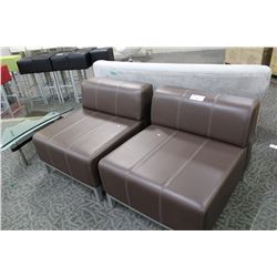 2 BROWN LEATHER LOUNGE CHAIRS