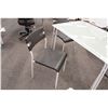 Image 2 : GLASS 4' LUNCH ROOM TABLE WITH 3 BLACK STACKING CHAIRS