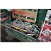 Image 1 : GREEN STORAGE BOX WITH ASSORTED ROPES, HARNESSES ETC.