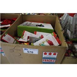 BOX OF CHRISTMAS DECORATIONS