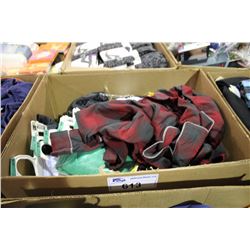 BOX OF ASSORTED CLOTHING AND LINEN