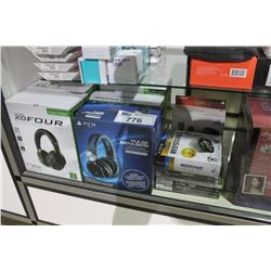 5 XBOX GAMING HEADSETS, PS3 GAMING HEADSET, PLAYSTATION MOVE CONTROLLER, AND ASSORTED VIDEO GAMES