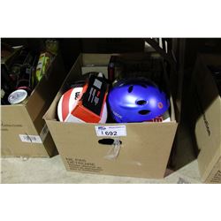 BOX OF SPORTING GOODS
