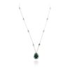 Image 2 : 14KT White Gold 1.55 ctw Emerald and Diamond Necklace