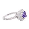 Image 2 : 18KT White Gold 1.44 ctw Tanzanite and Diamond Ring