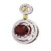 Image 2 : 14KT White Gold 3.87 ctw Almandite Garnet, Sapphire and Diamond Pendant