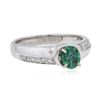 Image 2 : 14KT White Gold 0.50 ctw Emerald and Diamond Ring