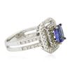 Image 2 : 14KT White Gold 1.09 ctw Tanzanite and Diamond Ring