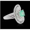 Image 2 : 18KT White Gold 1.59 ctw Emerald and Diamond Ring