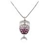 Image 2 : 18KT White Gold 0.15 ctw Pink Sapphire and Diamond Pendant With Chain