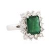 Image 2 : 14KT White Gold 2.61 ctw Emerald and Diamond Ring