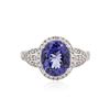 Image 1 : 14KT White Gold 3.00 ctw Tanzanite and Diamond Ring